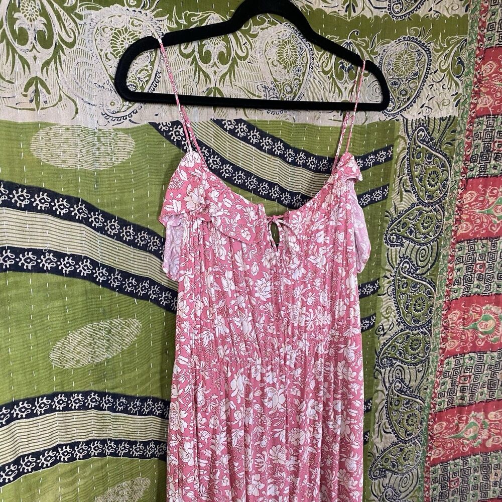 J. Crew Dark Flamingo Tossed Floral Tiered Maxi Dress Size Medium - Picture 9 of 16